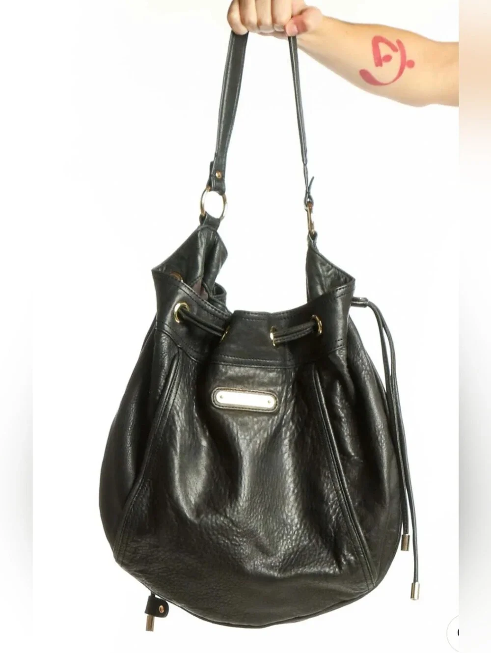 Nearly New Black Leather Juicy Couture Hobo Bag